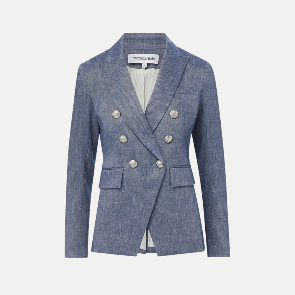 EUC Veronica Beard Linen Denim Miller Dickey Jacket Blazer